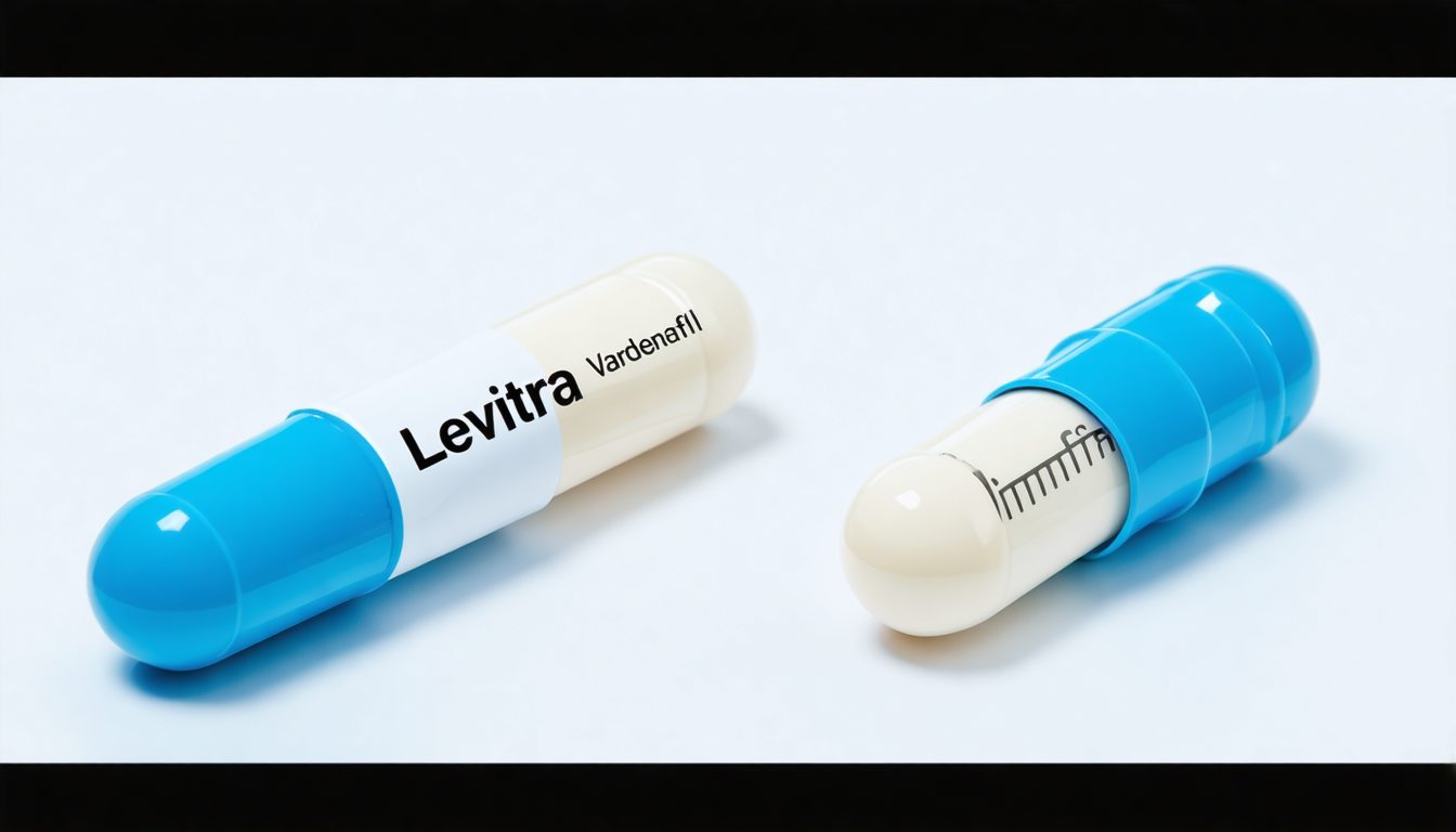 Levitra (vardenafil) tablets with informational leaflet about erectile dysfunction treatment